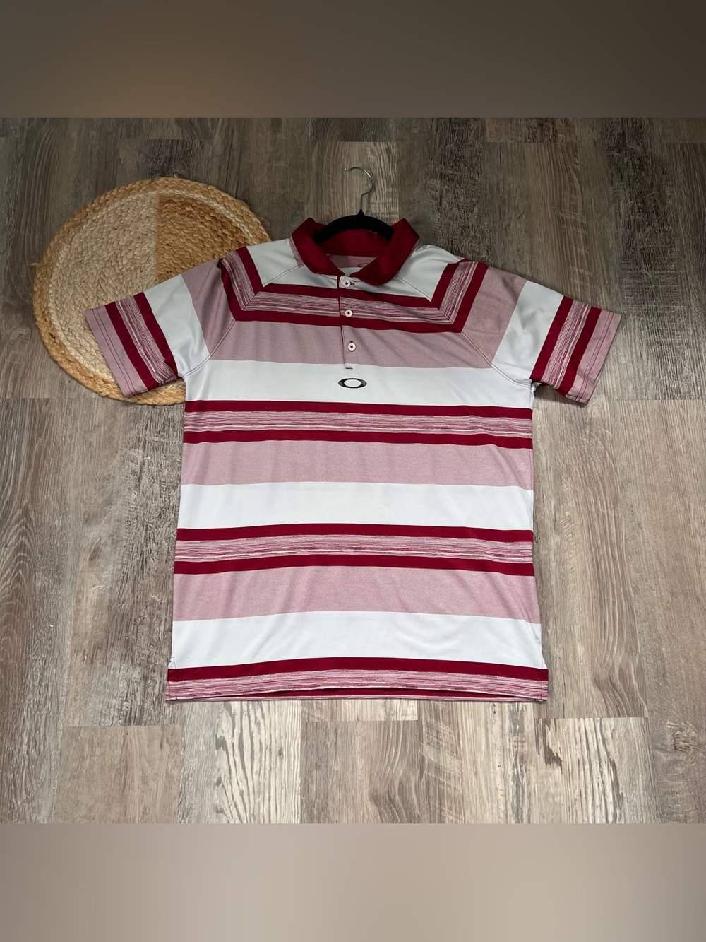 OAKLEY Striped Golf Short Sleeve Polo Shirt
